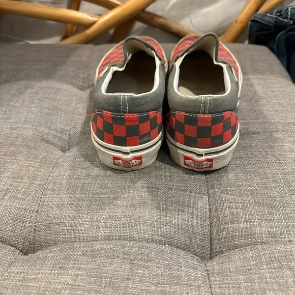 Vans Red and Black Checkerboard Slip-Ons - Picture 2 of 4